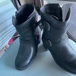 Torrid Black Strappy Buckle Bootie (WW) Ankle Zip-Up